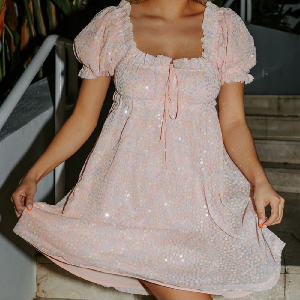 NWT Buddy Love Pink Sequin Dress - Picture 2 of 5